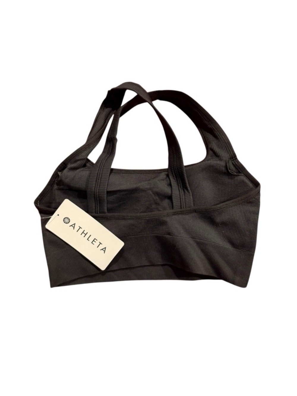 NWT Athleta XL D-DD Aurora Black Ribbed Scoop Sports Bra cross back new support - Picture 5 of 12